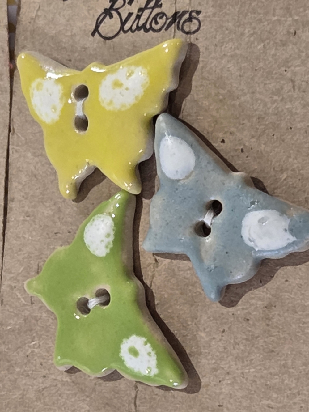 Incomparable Buttons Ceramic Butterfly Craft Buttons — Yellow & Green - Picture 3 of 5